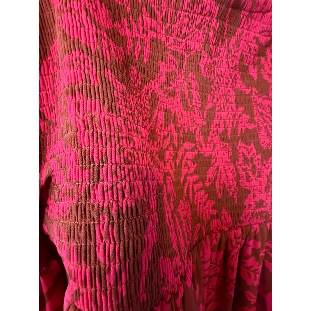 Torrid Pink and Brown Chiffon Floral Tea Length Dress - Size 2X - Picture 7 of 12